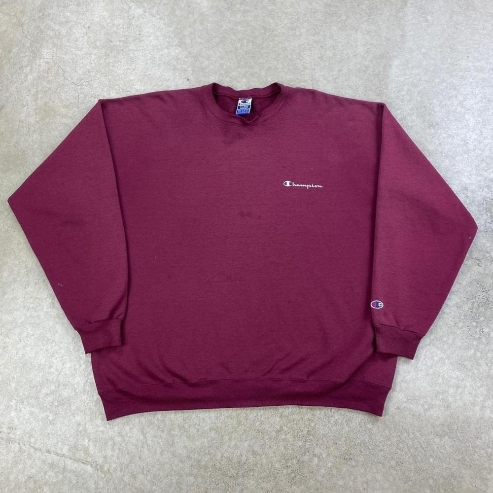 Vintage 90s Champion Sweatshirt Size XL Maroon Crewneck Blank Logo Grunge Skater